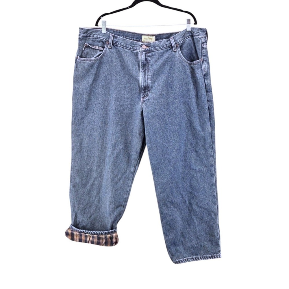 LL Bean Mens Flannel LIned Denim 46X28 Winter Outdoor Snow Shoveling Chore Work